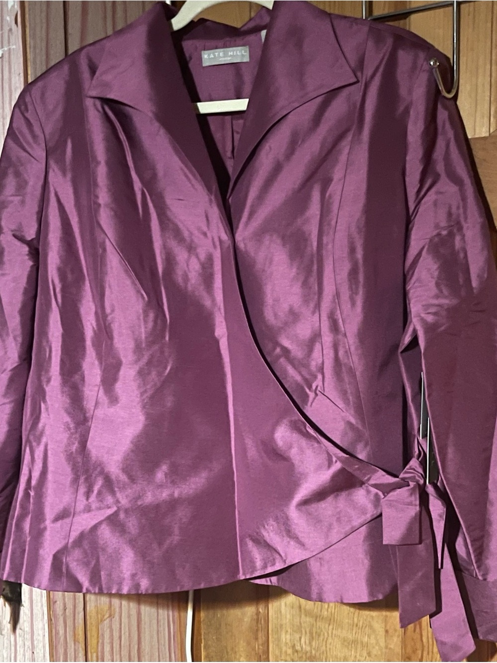 NWT Kate Hill 100% Pure Silk Wrap Blouse 22W